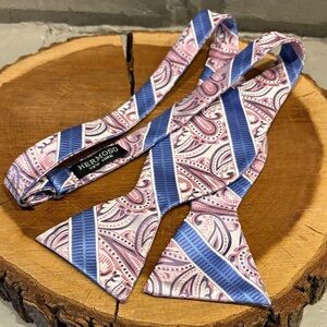 Men’s Adjustable Paisley Pink & Blue Big Bow Tie from Hermoso New York